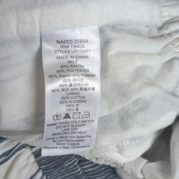 Naked Zebra Denim Blue & White Stripe Rayon Strapless Cropped Pantsuit Jumper S - Picture 8 of 11